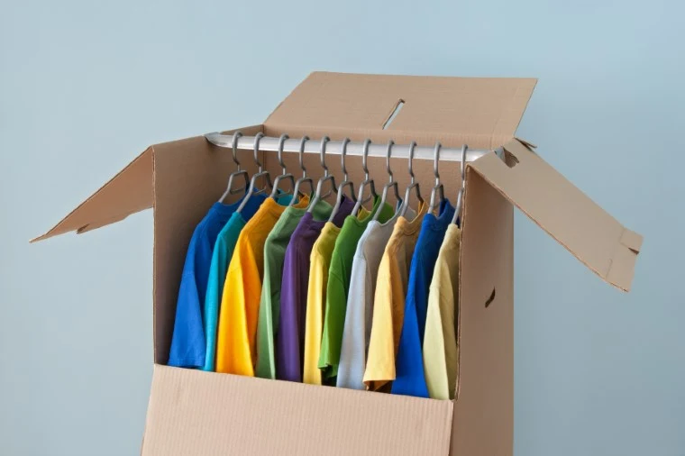 Packing hanging clothes for moving