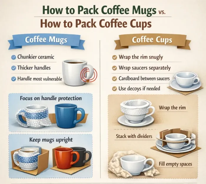 How to Pack Coffee Mugs vs. How to Pack Coffee Cups